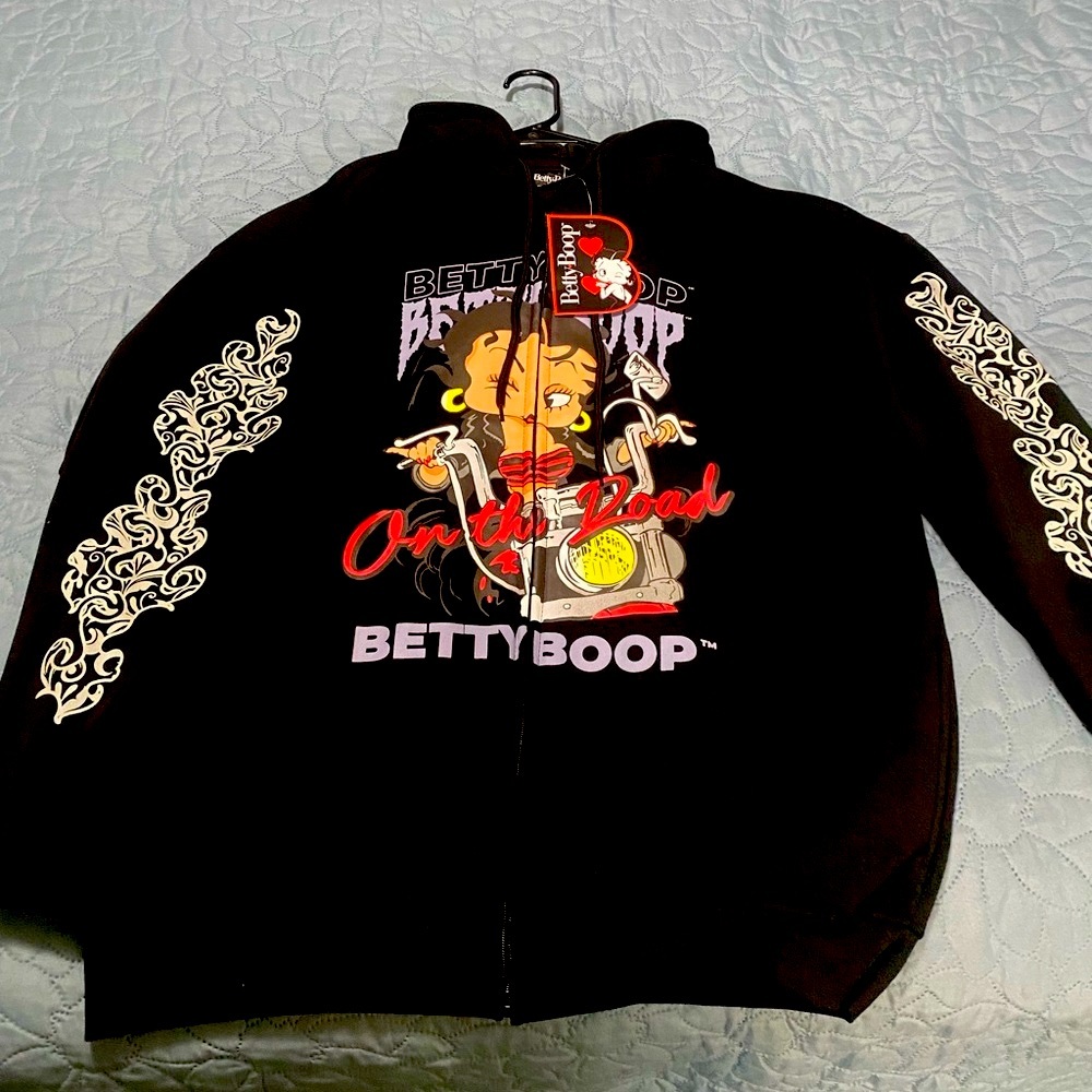 Betty Boop Black Graphic Hoodie Jacket